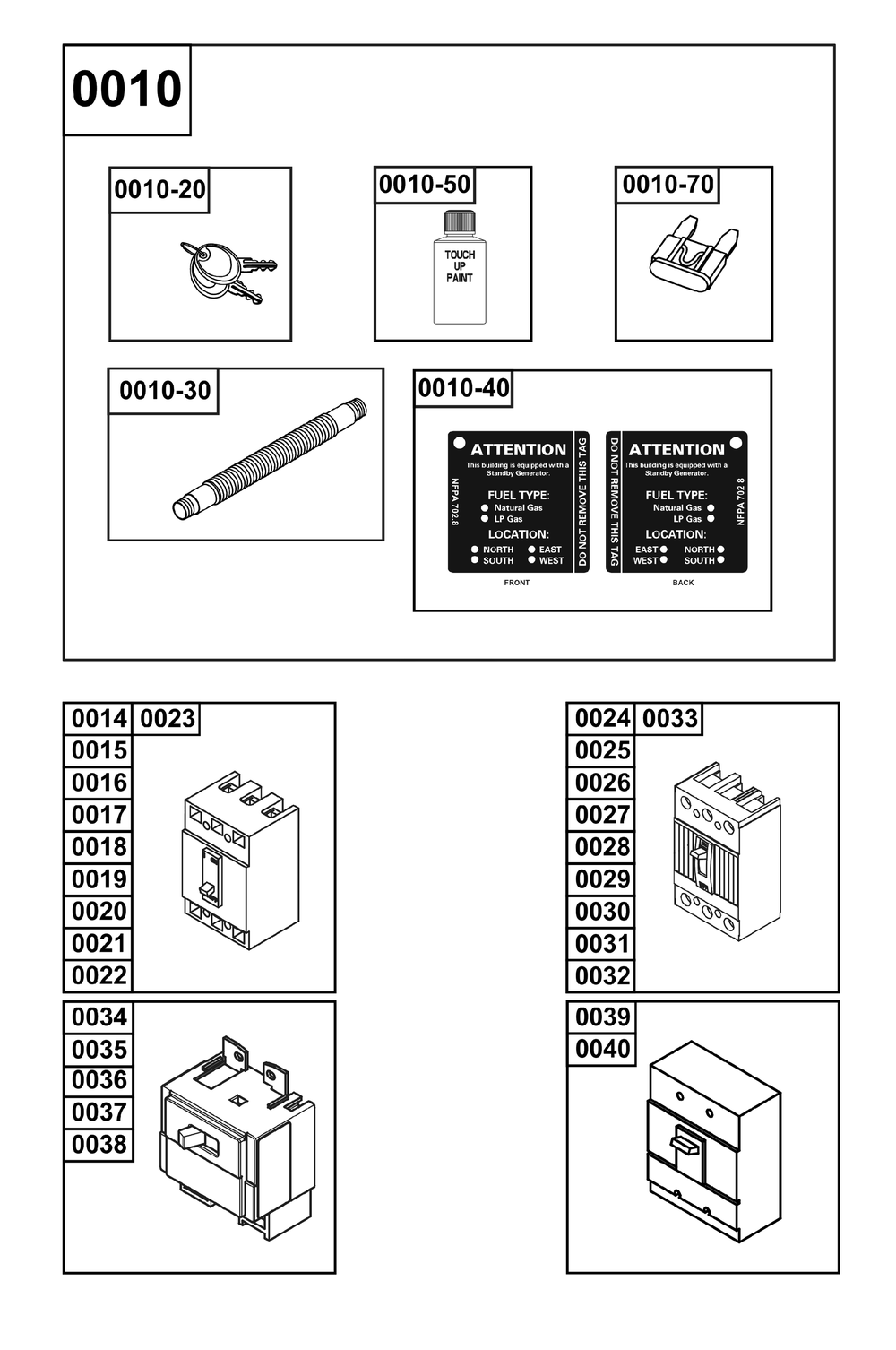 Circuit Breaker And Accessories Group Diagram and Parts List for 076830-04  Briggs and Stratton Generator